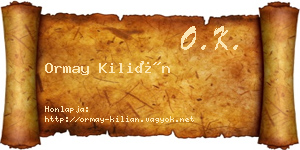 Ormay Kilián névjegykártya